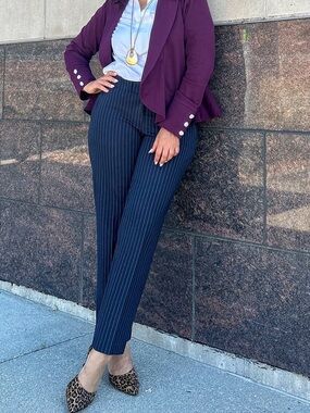 Navy Pinstripe Pants - Women's Professional Set